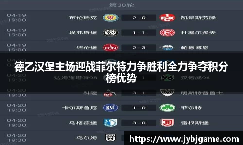 德乙汉堡主场迎战菲尔特力争胜利全力争夺积分榜优势